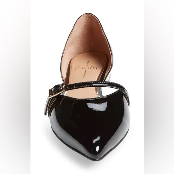 Linea Paolo Demi D'Orsay Flat Pointed Toe Black Patent Leather Size 9.5 - Picture 11 of 11